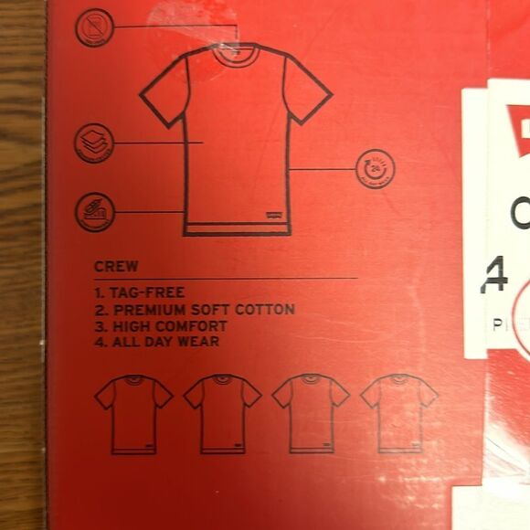 LEVI’S L White Red Logo Crew Tag Free Premium Cotton Short Sleeve Tee Set of 4 - Picture 6 of 9